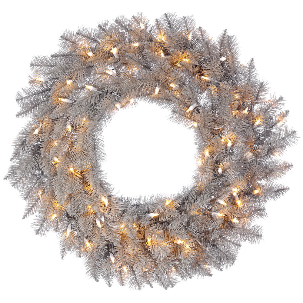 Vickerman 36" Platinum Fir Artificial Christmas Wreath Warm White Dura-lit LED Lights