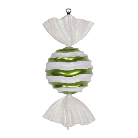 Vickerman 18.5" Lime-White Striped Wave Candy Christmas Ornament