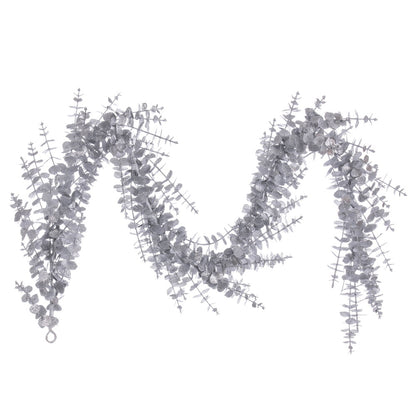 Vickerman 6' Silver Artificial Eucalyptus Glitter Garland.