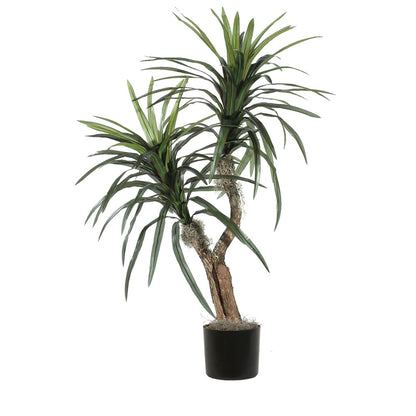 Vickerman 4' Artificial Marginata Bush Black Plastic Pot.
