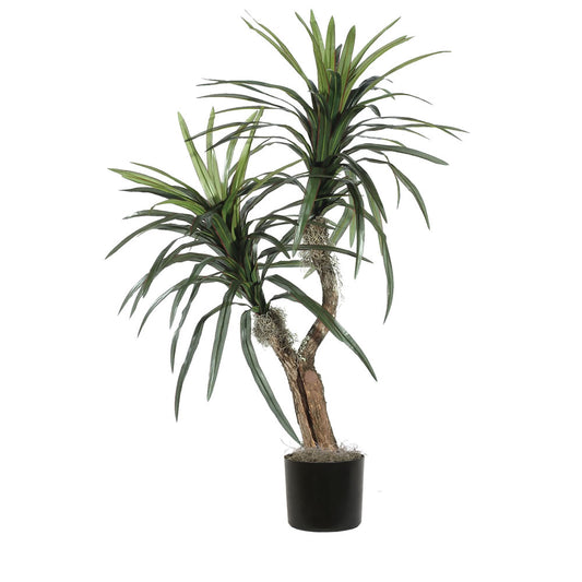 Vickerman 4' Artificial Marginata Bush Black Plastic Pot.