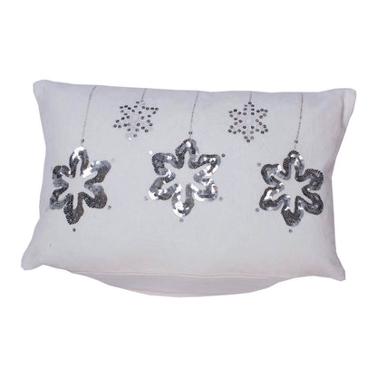 Vickerman Decorative 12" x 20" Silver Flakes Pillow