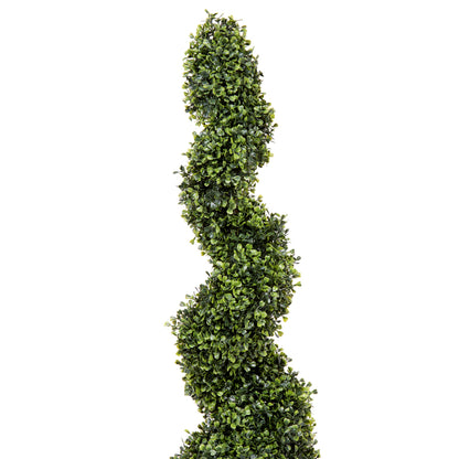 Vickerman 3' Artificial Potted Green Boxwood Spiral Tree.