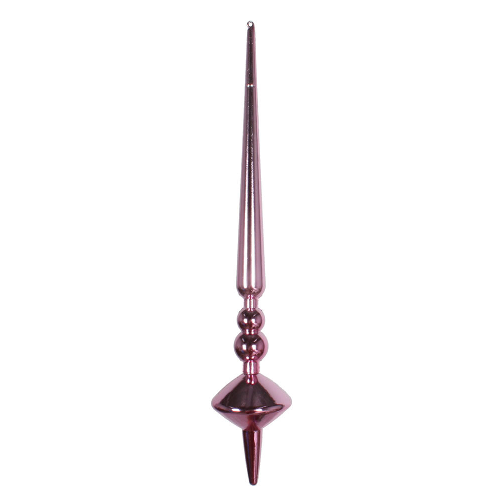 Vickerman 12" Pink Shiny Cupola Finial. This long finial ornament adds depth and texture to any holiday decorating project. Made with shatterproof plastic. Includes 3 pieces per bag.