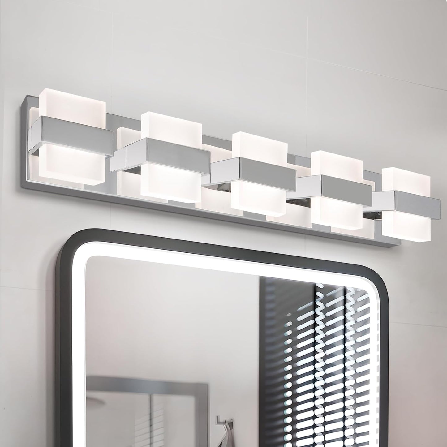 ASD Lighting LED Vanity 5-light 28W 120V CCT Selectable 2700/3000/4000/5000/6000K Dimmable Chrome ETL