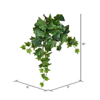 Vickerman 18" Artificial Green Ivy Hanging Bush Set of 3