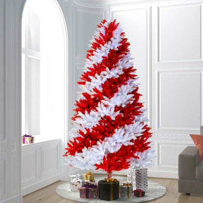 Vickerman 9' x 56" Candy Cane Artificial Pre-lit Christmas Pine Tree Pure White and Red LED Lights.