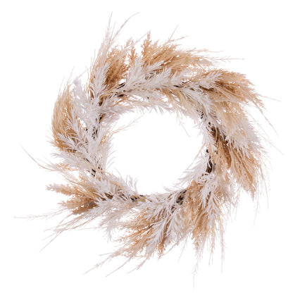 Vickerman 23.5" Beige Artificial Fern and Mini Leaves Wreath.