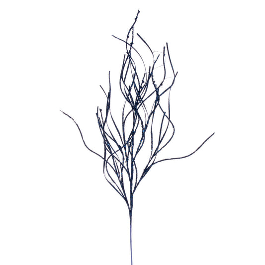 Vickerman 40" Midnight Blue Berry Cluster and Wavy Glitter Ball Spray 4 per bag.