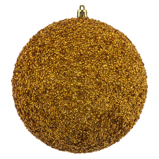 Vickerman 6" Honey Gold Beaded Ball Ornament 4 per Bag