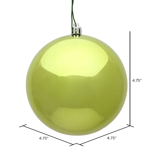 Vickerman 4.75" Lime Shiny Ball Ornament 4 per Bag