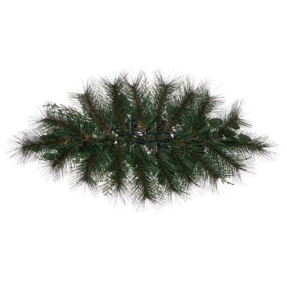Vickerman 30" Artificial Long Leaf Pine with Seeded Cedar Eucalyptus Foliage and Pinecones 3 Candle Holder