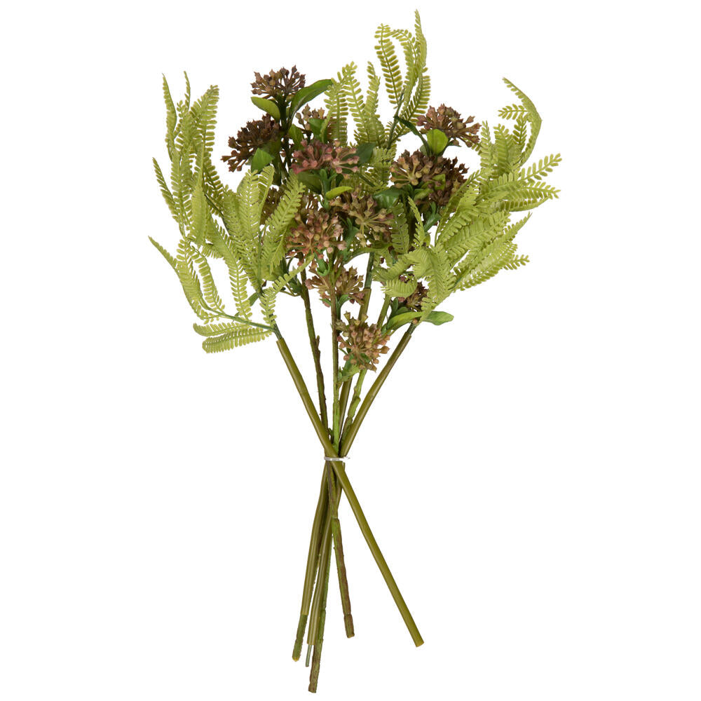 Vickerman 14" Penny Brown Artificial Wild Berry and Green Fern Bundle 2 per bag.