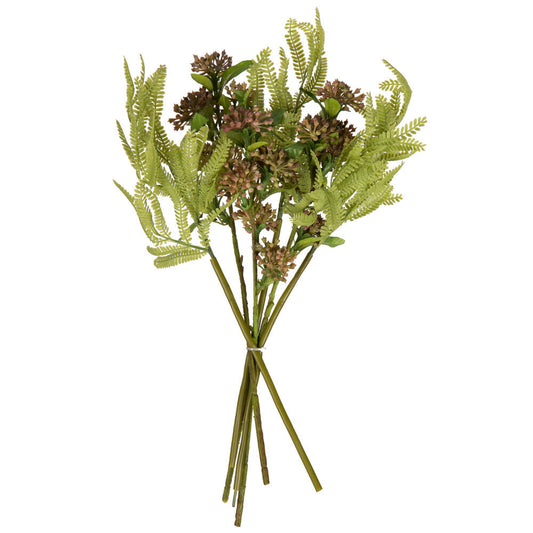 Vickerman 14" Penny Brown Artificial Wild Berry and Green Fern Bundle 2 per bag.