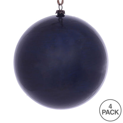 Vickerman 4.75" Midnight Blue Wood Grain Ball Ornament 4 per Bag