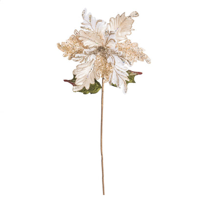 Vickerman 20" Gold Glitter Poinsettia Artificial Christmas Stem Pack of 3