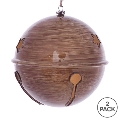 Vickerman 6" Brown Wood Grain Bell Christmas OrnamentPack of 2