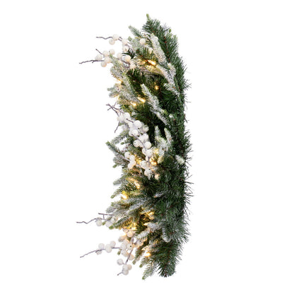 Vickerman 24" Frosted Berry Mixed Pine Cone Artificial Pre-Lit Wreath Warm White Lights.