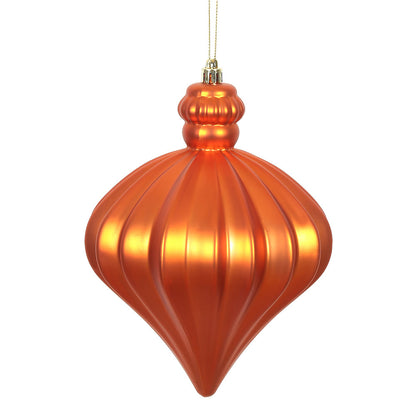 Vickerman 6" Burnished Orange Matte Onion Drop Christmas Ornament 4 per Bag