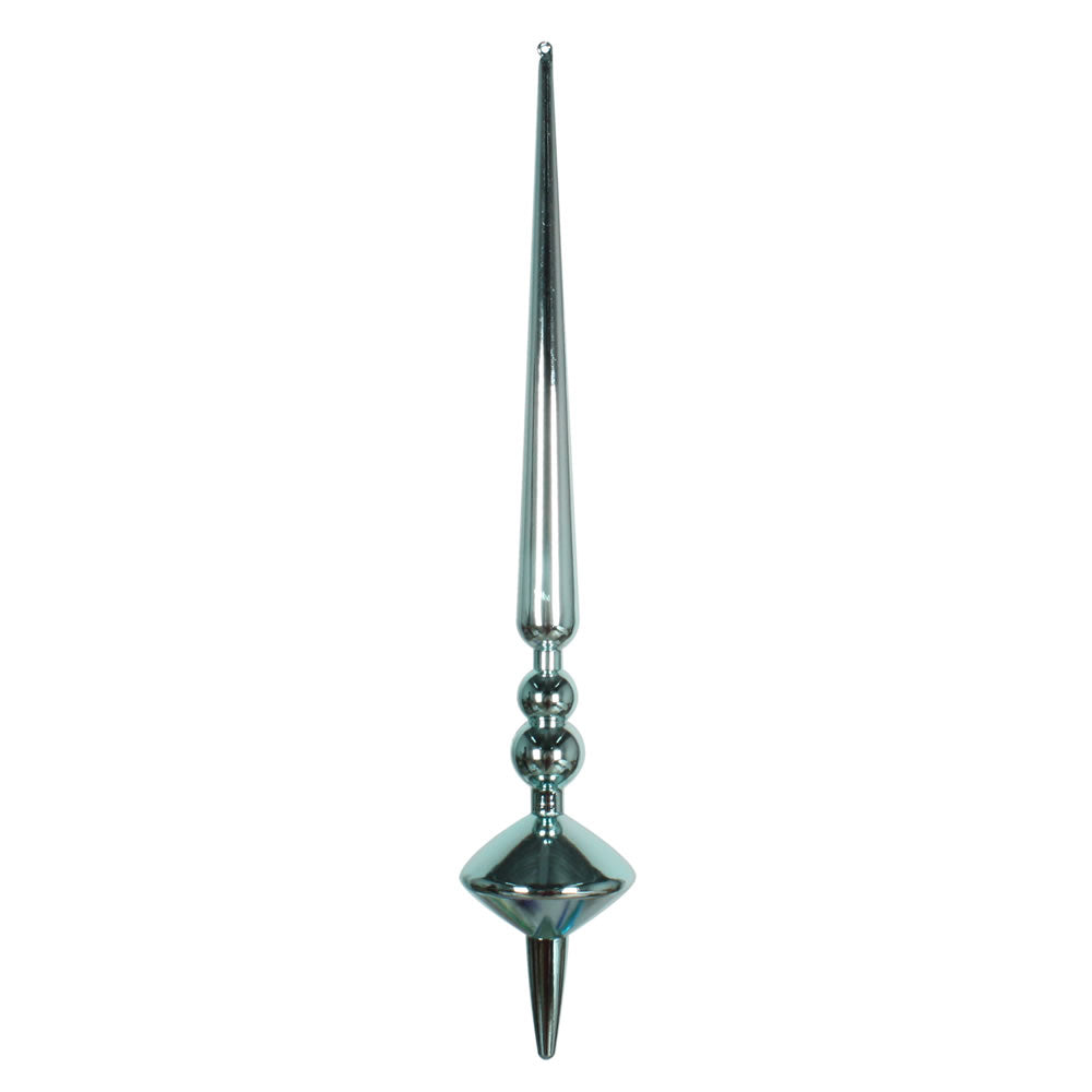 Vickerman 18" Baby Blue Shiny Cupola Finial. This long finial ornament adds depth and texture to any holiday decorating project. Made with shatterproof plastic.