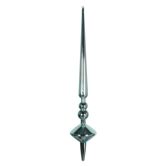 Vickerman 18" Baby Blue Shiny Cupola Finial. This long finial ornament adds depth and texture to any holiday decorating project. Made with shatterproof plastic.