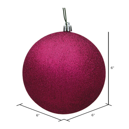 Vickerman 6" Fuchsia Glitter Ball Ornament 4 per Bag