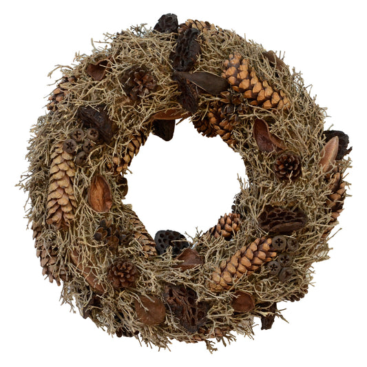 Vickerman 20" Natural Mixed Wreath Dried