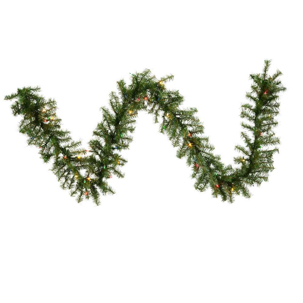 Vickerman 9' Canadian Pine Artificial Christmas Garland Multi-Colored Incandescent Mini Lights