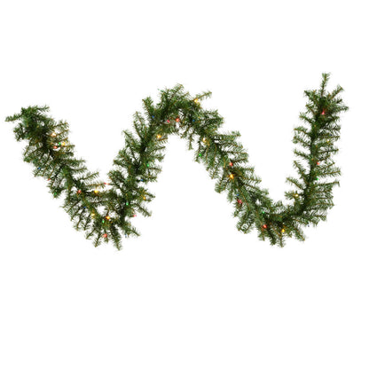 Vickerman 9' Canadian Pine Artificial Christmas Garland Multi-Colored Incandescent Mini Lights