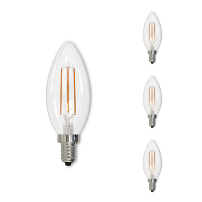 BULBRITE LED B11 CANDELABRA SCREW (E12) 4.5W DIMMABLE FILAMENT LIGHT BULB 3000K/WARM WHITE 40W INCANDESCENT EQUIVALENT 4PK (776863)