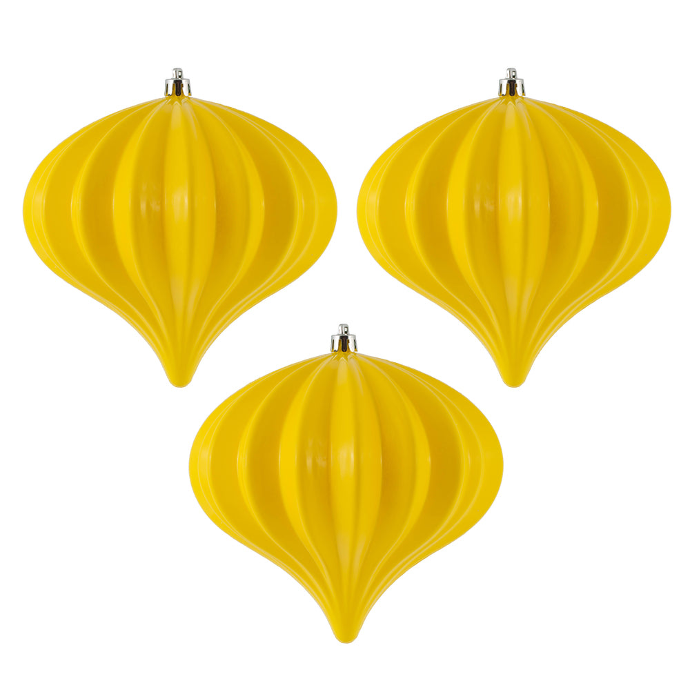 Vickerman 5.7" x 5.5" Yellow Shiny Onion Christmas Ornament UV treated Set of 3