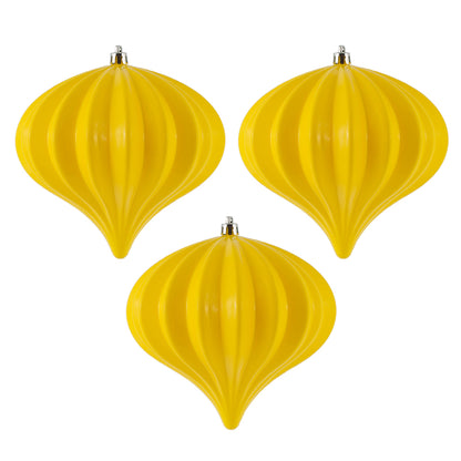 Vickerman 5.7" x 5.5" Yellow Shiny Onion Christmas Ornament UV treated Set of 3