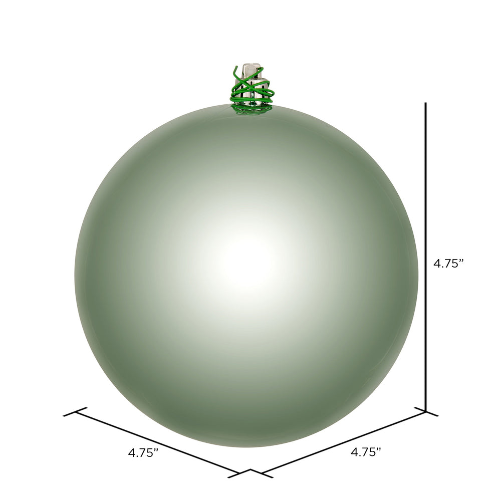 Vickerman 4.75" Frosty Mint Shiny Ball Ornament 4 per Bag