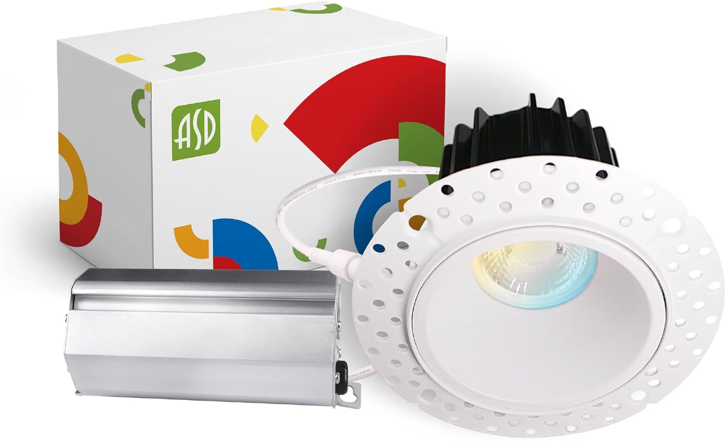 ASD Lighting LED Trimless Downlight Round 2inch 8W 120V Triac 2700/3000/3500/4000/5000K White ETL Energy Star