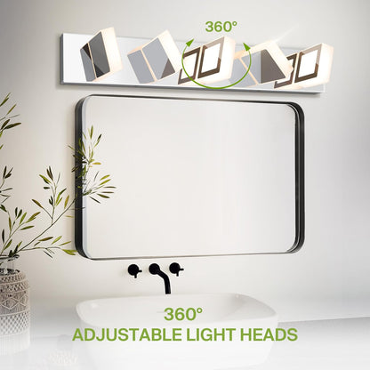 ASD Lighting LED Vanity 5-light 28W 120V with rotatable heads CCT Selectable 2700/3000/4000/5000/6000K Dimmable Chrome ETL