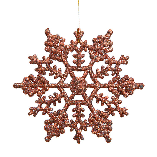 Vickerman 4" Mocha Glitter Snowflake Christmas Ornament 24 per Box