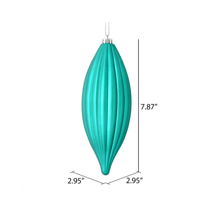 Vickerman 8" Teal Matte Line Finial Ornament Pack of 4