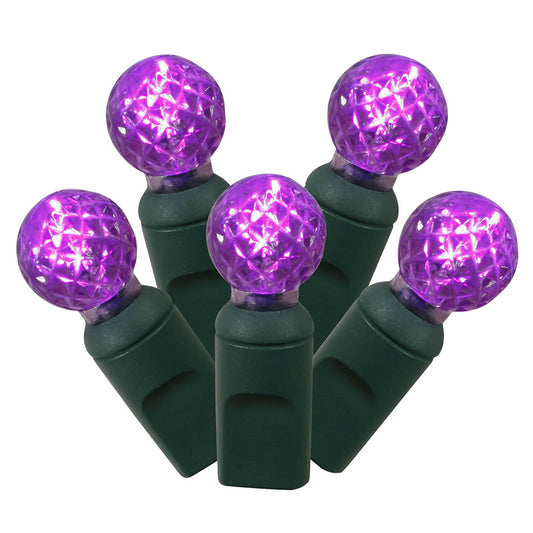 Vickerman 100 Purple G12 LED Single Mold Light on Green Wire 34' Christmas Light Strand