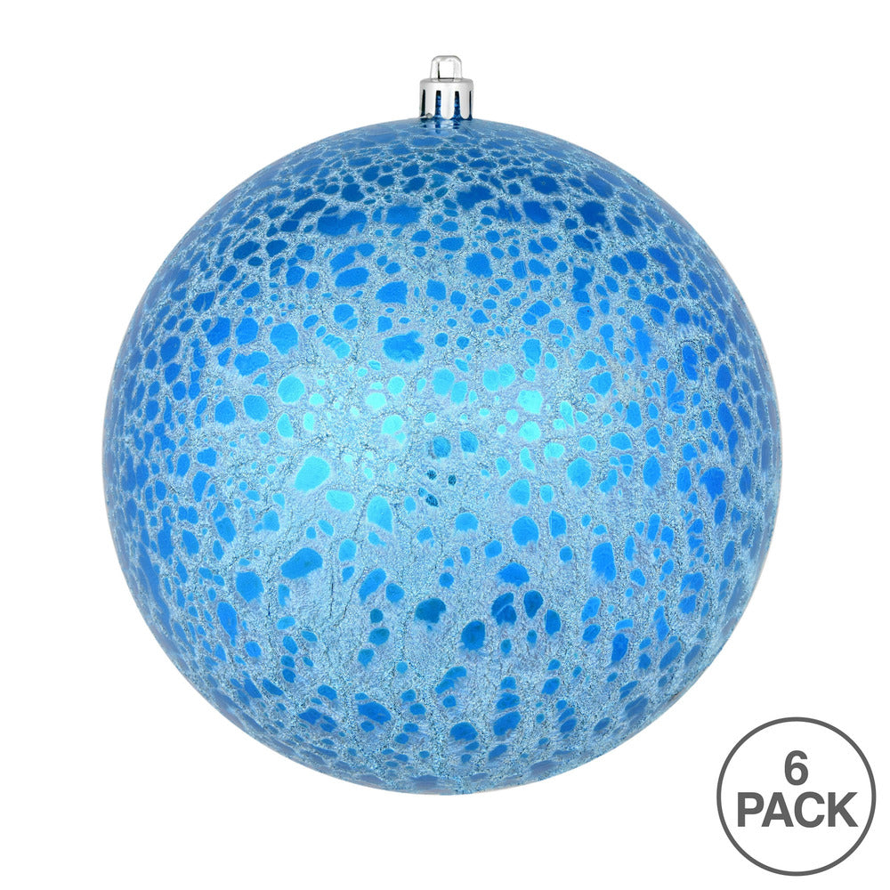 Vickerman 4" Blue Crackle Ball Ornament 6 per Bag