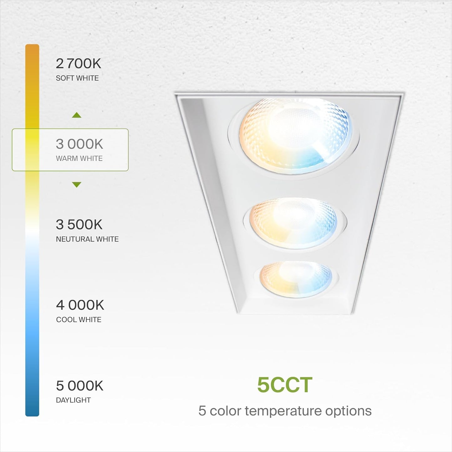 ASD Lighting LED Trimless Combo Downlight 3 heads 3.5inch 45W 120V Triac 2700/3000/3500/4000/5000K White ETL