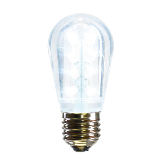 Vickerman S14 LED Cool White Transparent Plastic Bulb E26 Medium Nickel Base 5 per pack.