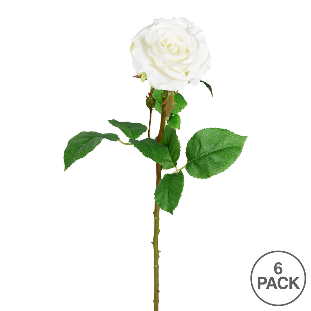 Vickerman 26" Artificial White Rose Stem 6 per Bag