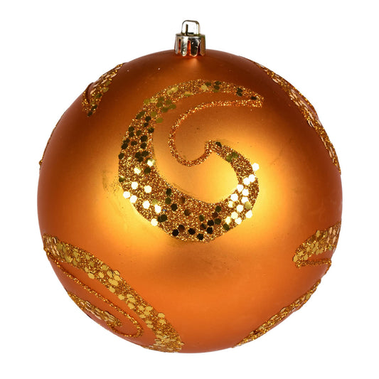 Vickerman 4" Antique Gold Matte Sequin Swirl Ornament 6 per Bag