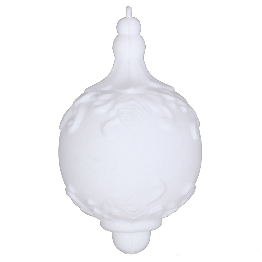 Vickerman 4" White Flocked Drop Finial Ornament 3/Bag.