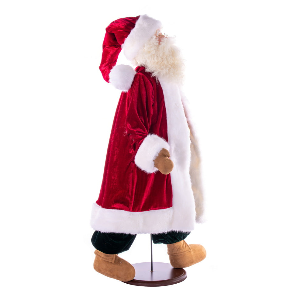 Vickerman 36" Red Plaid Velvet Santa Doll with Stand. This santa has glasses stand is removeable.