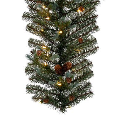 Vickerman 6' x 14" Blue Spruce Pine Cone Artificial Pre-Lit Garland Warm White Lights.