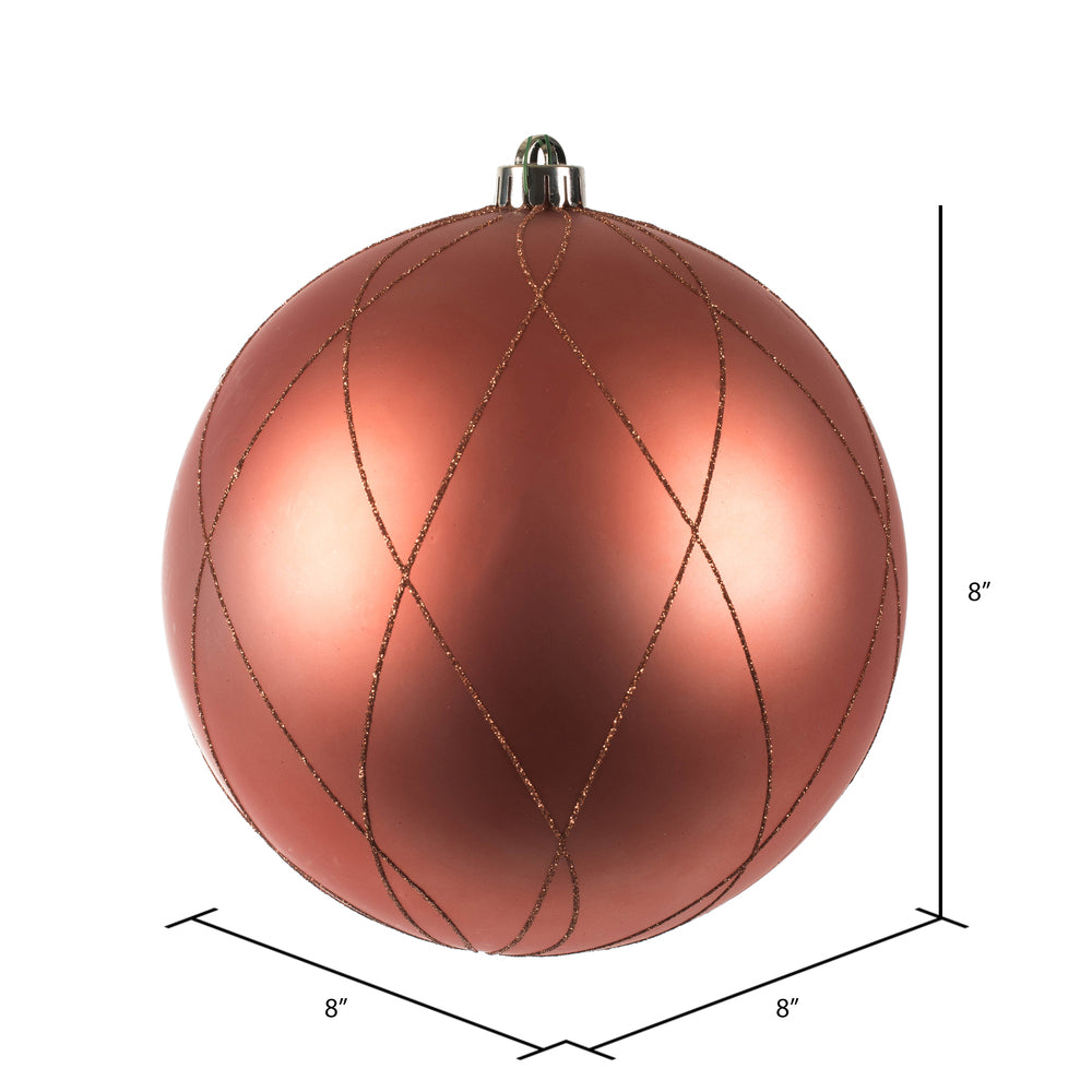 Vickerman 8" Coral Matte and Glitter Swirl Ball Ornament