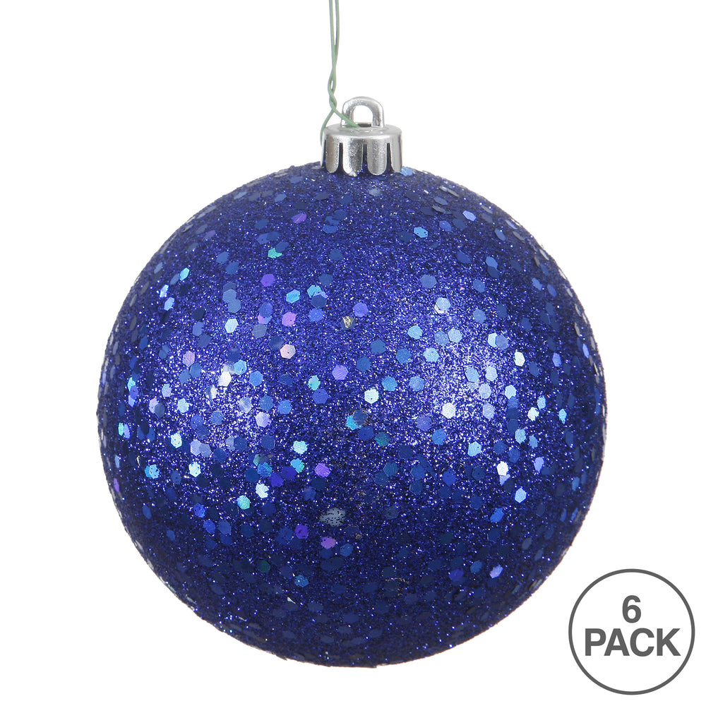 Vickerman 4" Cobalt Sequin Ball Ornament 6 per Bag