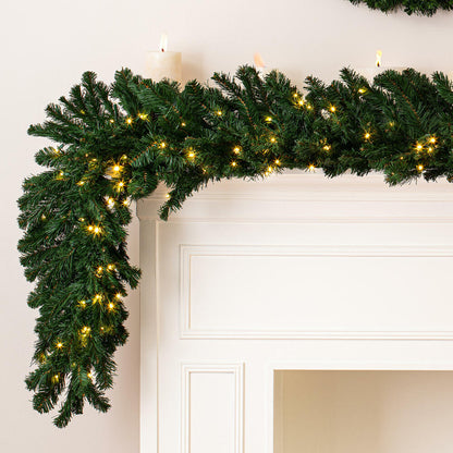 Vickerman 9' Grand Teton Artificial Christmas Garland Warm White Single Mold Wide Angle LED Lights