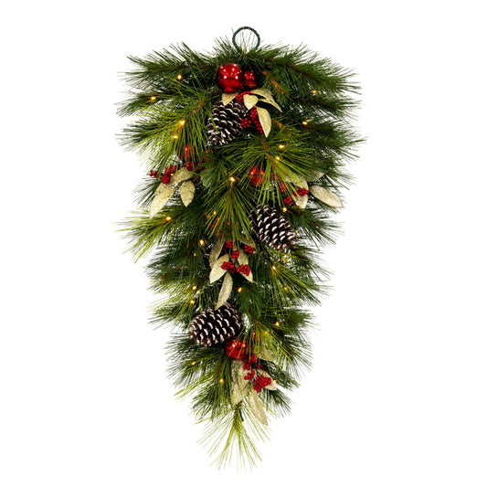 Vickerman 30" Artificial Christmas Teardrop Battery Operated Warm White LED Lights